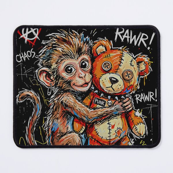 Item preview, Punk Monkey Hugging Chaos Teddy Bear, Graffiti Street designed and sold by graphixpolash.