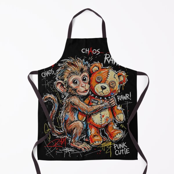 Aperçu de l'œuvre Punk Monkey Hugging Chaos Teddy Bear, Graffiti Street créée et vendue par graphixpolash.