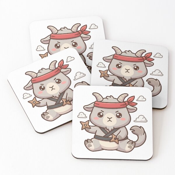 Item preview, Cute Ninja Goat Character with Shurikens designed and sold by mikergolama.