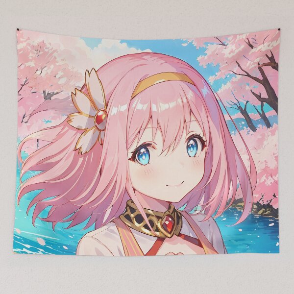 Item preview, Copy of Mayoi Hachikuji Bakemonogatari Playful Blue Sky BackpackYui Princess Connect Anime Girl Sakura Bloom Riverside Scene designed and sold by TanglenRabbit.