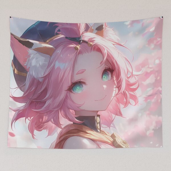 Item preview, Diona Genshin Impact Cherry Blossom Cat Ears Pink Hair Smile designed and sold by earlobejerk.