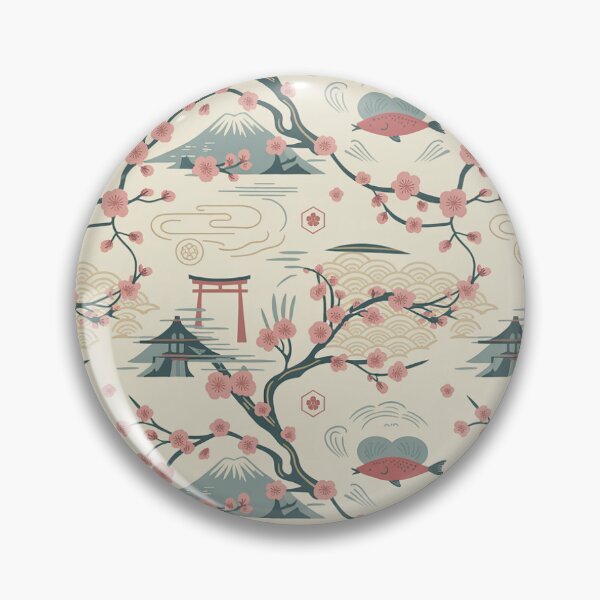 Item preview, Japanese Cherry Blossom Seamless Pattern – Koi Fish & Mount Fuji designed and sold by Midnight Veil Designs.