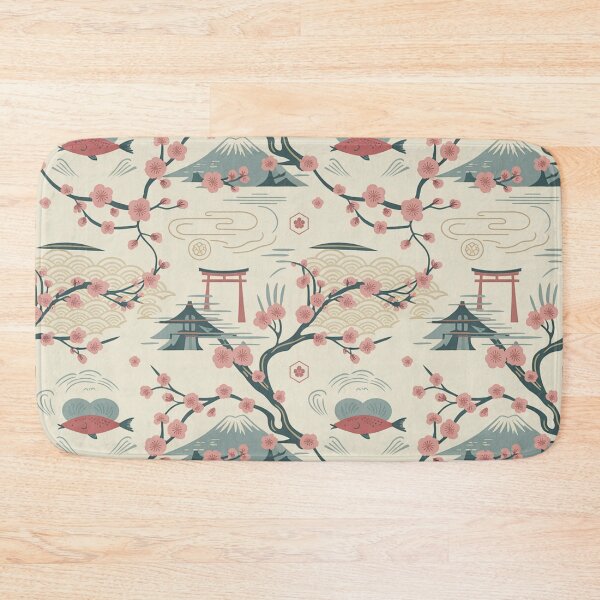 Item preview, Japanese Cherry Blossom Seamless Pattern – Koi Fish & Mount Fuji designed and sold by Midnight Veil Designs.