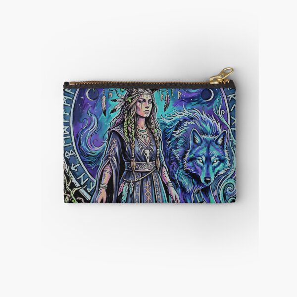Item preview, Mystic Shaman Woman With Wolf and Runes, Celtic Moon designed and sold by graphixpolash.