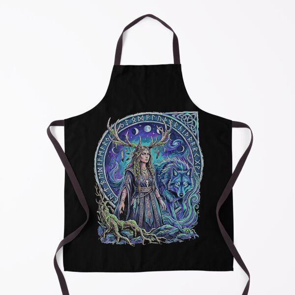 Item preview, Mystic Shaman Woman With Wolf and Runes, Celtic Moon designed and sold by graphixpolash.