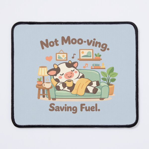 Item preview, Not Moo-ving Saving Fuel Cute Cow | Cozy Lazy Animal Pun Cartoon Aesthetic designed and sold by PopCulturePixel.