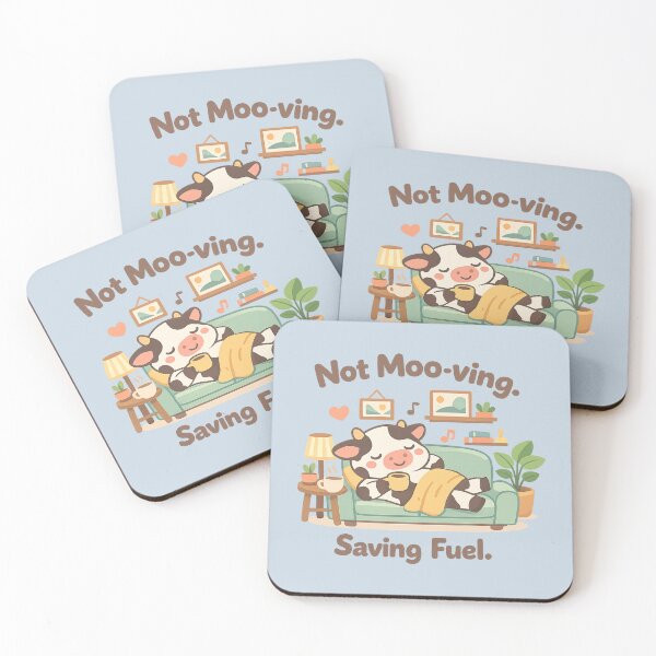 Item preview, Not Moo-ving Saving Fuel Cute Cow | Cozy Lazy Animal Pun Cartoon Aesthetic designed and sold by PopCulturePixel.