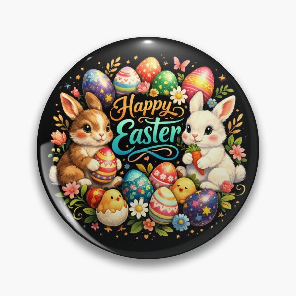 Item preview, Cute Easter Bunnies & Colorful Eggs – Happy Easter Design designed and sold by DogLord.