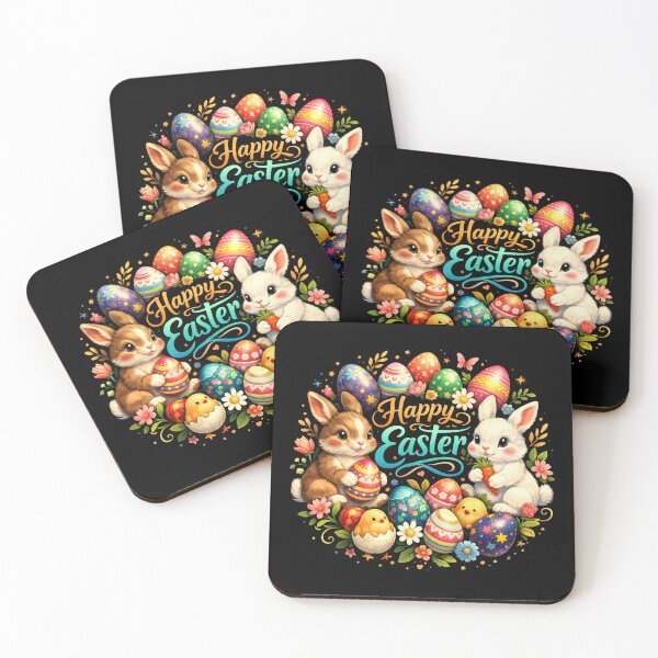 Item preview, Cute Easter Bunnies & Colorful Eggs – Happy Easter Design designed and sold by DogLord.