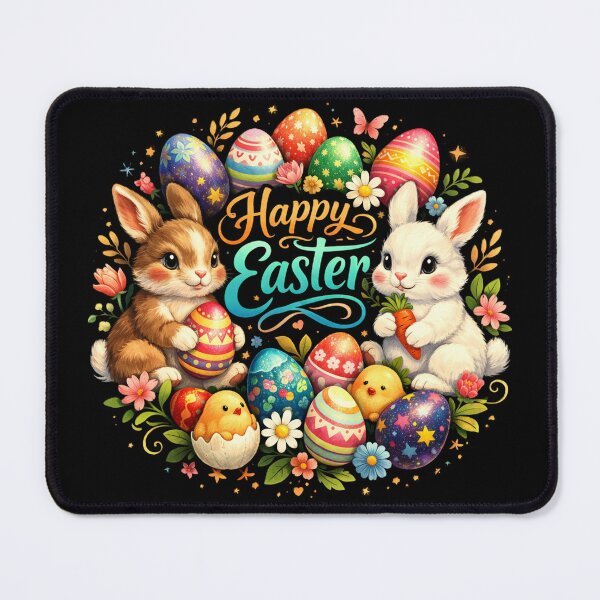 Item preview, Cute Easter Bunnies & Colorful Eggs – Happy Easter Design designed and sold by DogLord.