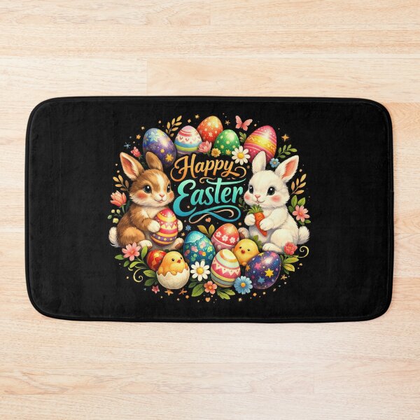 Item preview, Cute Easter Bunnies & Colorful Eggs – Happy Easter Design designed and sold by DogLord.