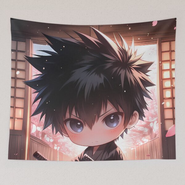 Item preview, Shinya Kogami Psycho Pass Cherry Blossom Chibi Samurai Style designed and sold by TanglenRabbit.