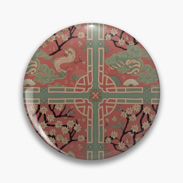 Item preview, Chinese Dragon Seamless Pattern – Cherry Blossoms & Traditional Motifs designed and sold by Midnight Veil Designs.
