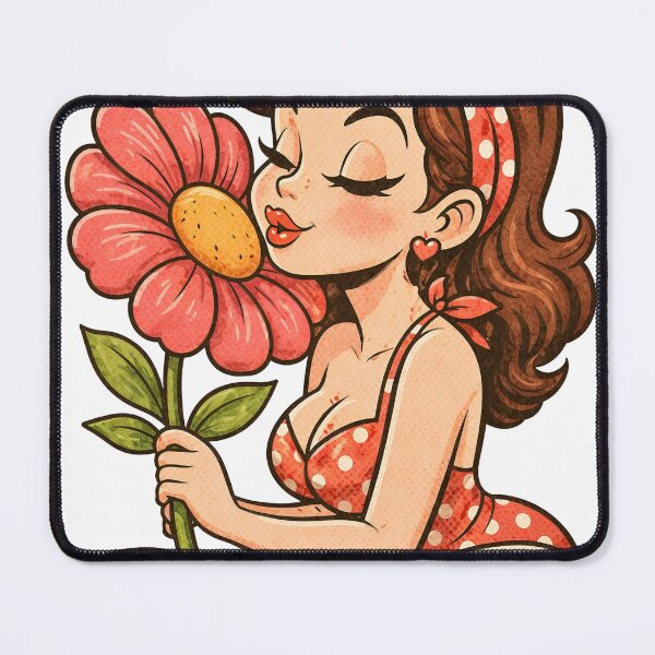Item preview, A cartoon woman smelling a flower on transparent background designed and sold by Creative88Art.