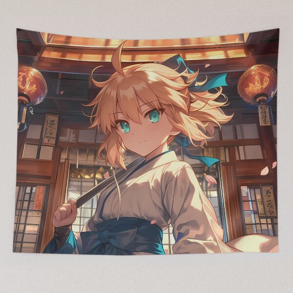 Artikelvorschau, Lancer Artoria Pendragon Fate Grand Order Kimono Spring Glow entworfen und verkauft von TanglenRabbit.