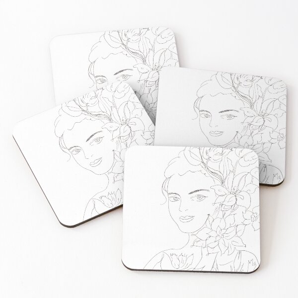 Item preview, Floral Woman Line Art Portrait Elegant Face designed and sold by TinTinBloom.