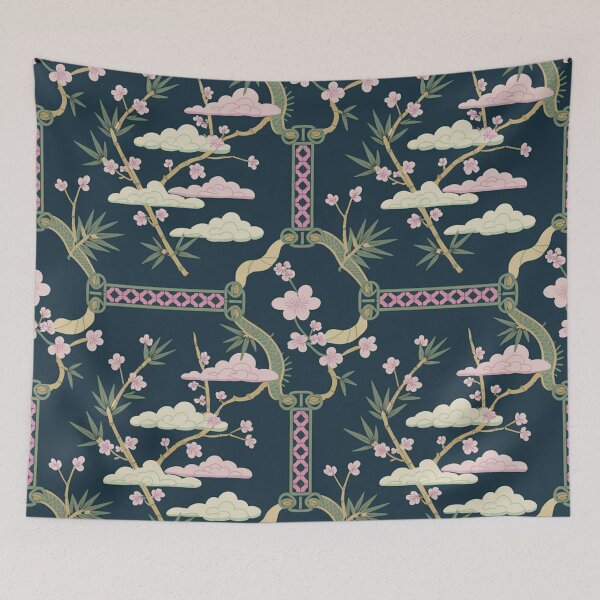 Item preview, Chinese Bamboo & Blossom Seamless Pattern – Traditional Oriental Design designed and sold by Midnight Veil Designs.