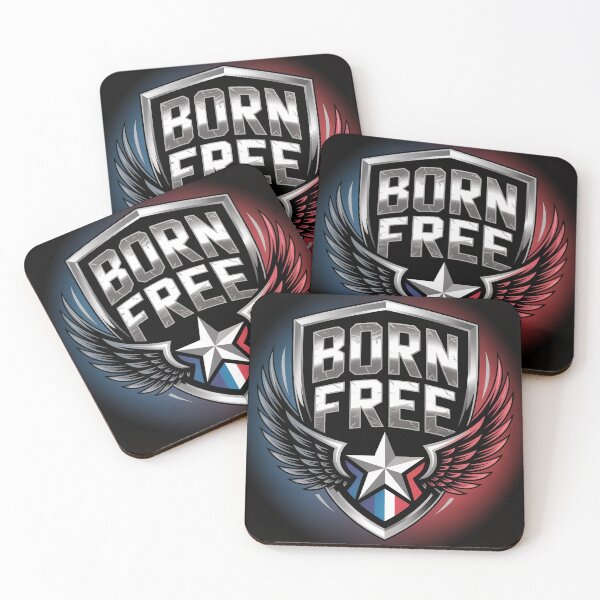 Item preview, Born Free Chrome Shield Patriotic Winged Star Emblem designed and sold by OldGloryForge.