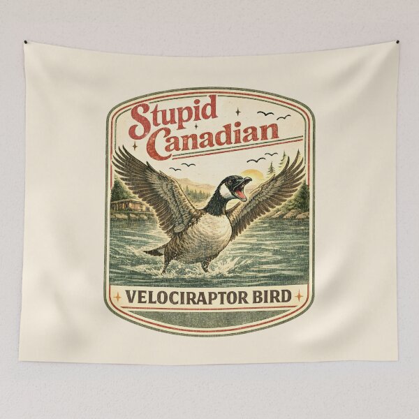Item preview, Stupid Canadian Velociraptor Bird, Canada Goose Heated Rivalry Parody designed and sold by Pawsitive Pixel Studio.