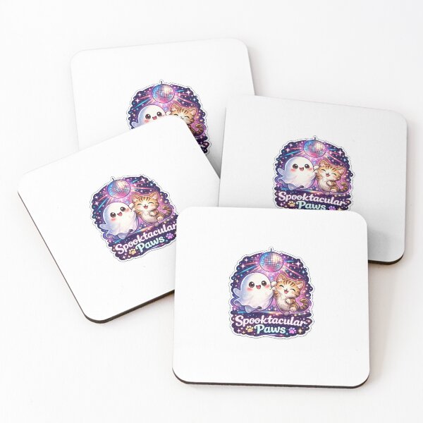 Item preview, Spooktacular Paws – Dancing Ghost & Tabby Cat Neon Sticker ??✨ designed and sold by SparkVault.