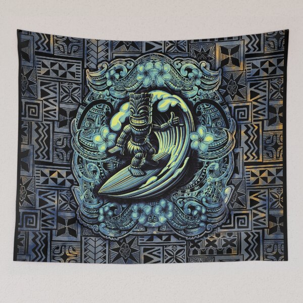 Item preview,  Retro Hawaiian Tribal Tiki Hangloose Surfer Shirt Design 031 designed and sold by sunnthreads.