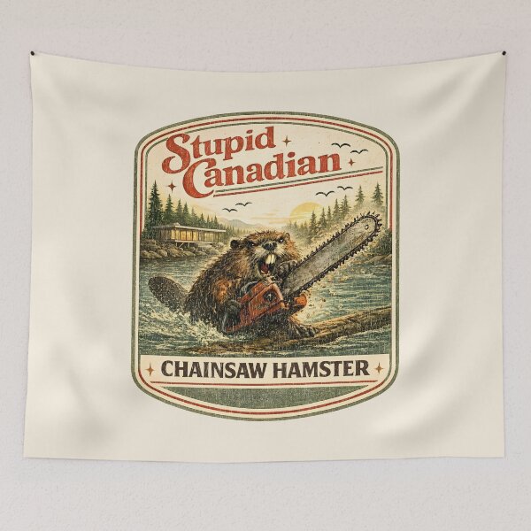 Item preview, Stupid Canadian Chainsaw Hamster: Canada Beaver Heated Rivalry Parody designed and sold by Pawsitive Pixel Studio.
