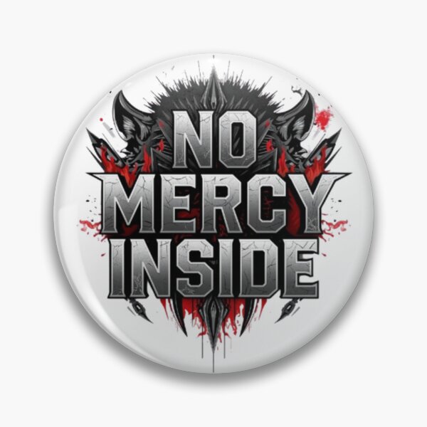 Item preview, No Mercy Inside – Dark Demonic Crest Typography Screen Print Design designed and sold by NewUSShop.