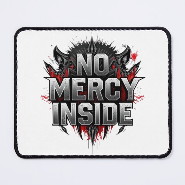 Item preview, No Mercy Inside – Dark Demonic Crest Typography Screen Print Design designed and sold by NewUSShop.