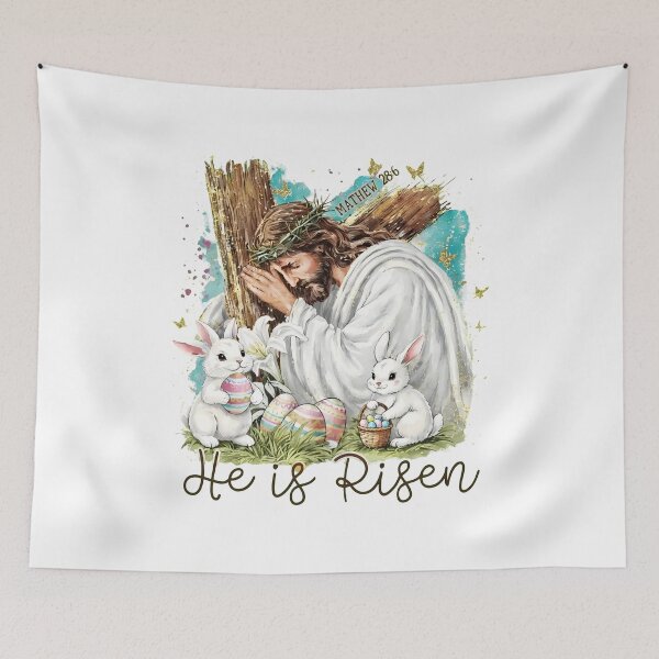 Item preview, He Is Risen Jesus Bunnies Easter Shirt designed and sold by OlyvieArt.
