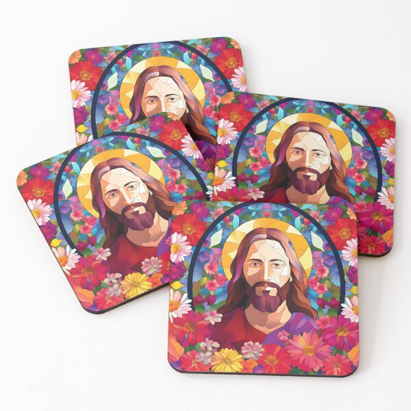 Item preview, His Goodness – Jesus Christ Stained Glass Floral Faith Art designed and sold by Darcy'sArtfortheHeart.