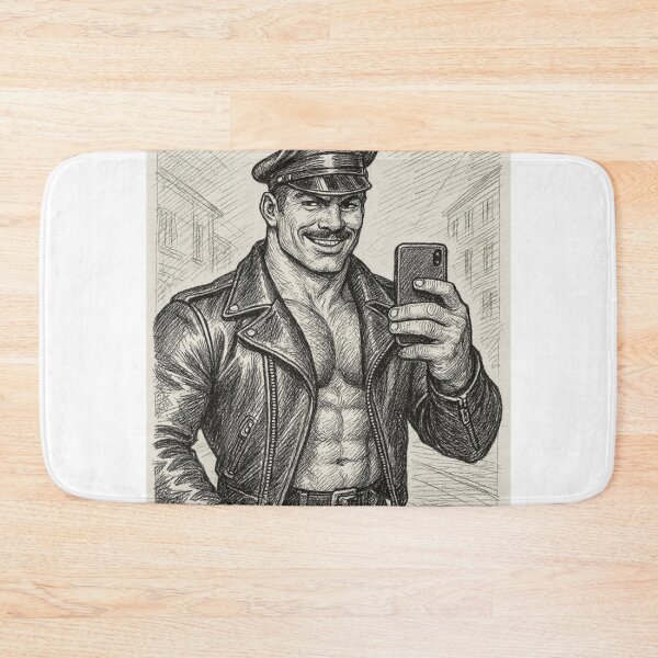 Item preview, Leather Daddy Selfie Service Tom of Finland Tribute Gay Pride Graphic Design designed and sold by ItsAKinkThing.