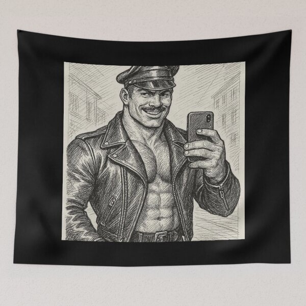 Item preview, Leather Daddy Selfie Service Tom of Finland Tribute Gay Pride Graphic Design designed and sold by ItsAKinkThing.