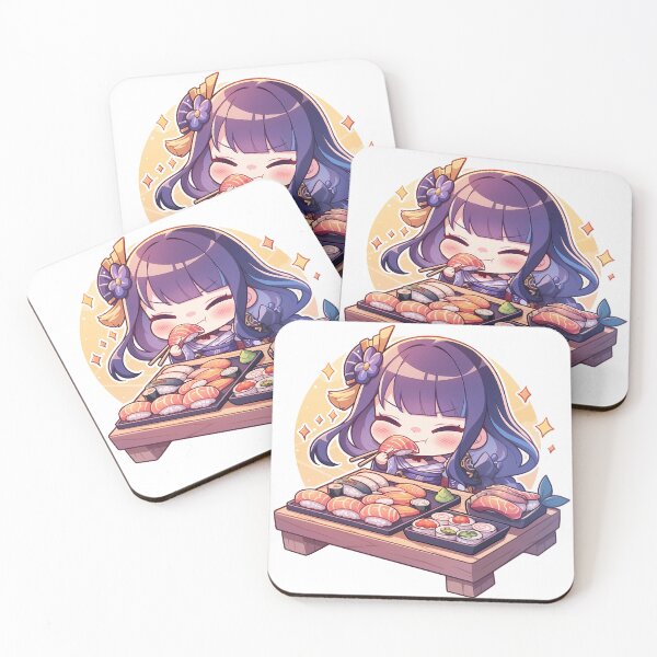 Item preview, Raiden Shogun Genshin Impact Chibi Sushi Purple Kawaii designed and sold by Spraykart.