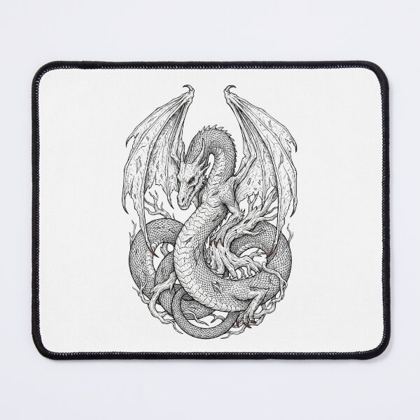 Item preview, Níðhöggr Fan Art – Norse Dragon Line Art designed and sold by furrydrool.