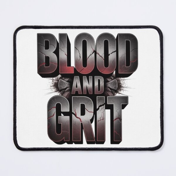 Item preview, Blood and Grit – Cracked Stone Bold Typography Screen Print Design designed and sold by NewUSShop.