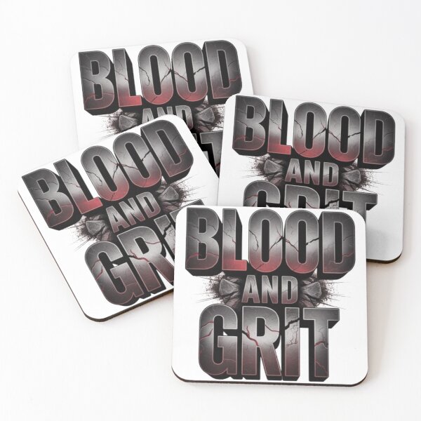 Item preview, Blood and Grit – Cracked Stone Bold Typography Screen Print Design designed and sold by NewUSShop.