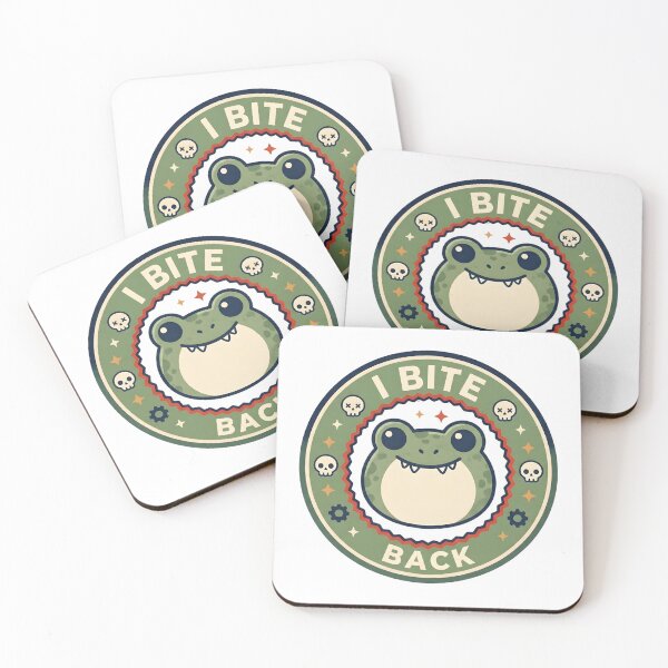 Item preview, I Bite Back Frog Sticker – Kawaii Humor Cartoon Badge Design designed and sold by DIRTYSKETCHH.