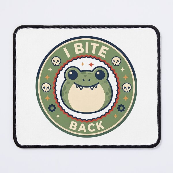 Item preview, I Bite Back Frog Sticker – Kawaii Humor Cartoon Badge Design designed and sold by DIRTYSKETCHH.