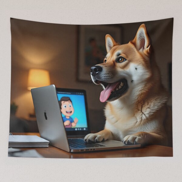 Item preview, Cartoon fan dog designed and sold by AwesomeDigiShop.