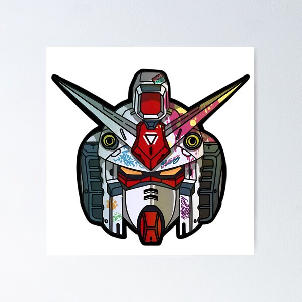Item preview, Gundam Head – Futuristic Robot Graffiti Helmet Illustration designed and sold by Dyan4.