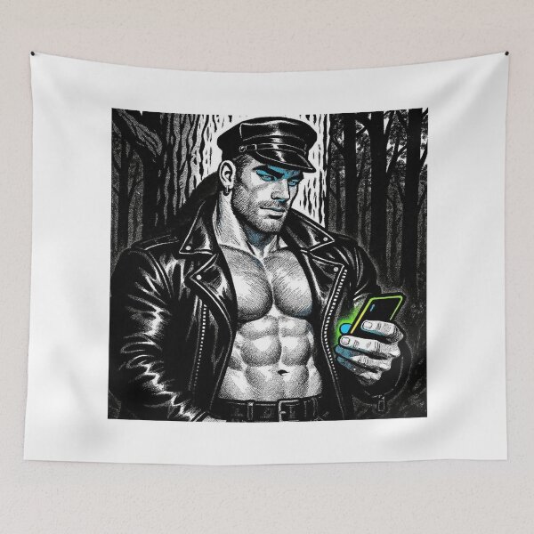Item preview, Urban Leather Daddy Midnight Meet Pen Ink Sketch Gay Pride Art Design designed and sold by ItsAKinkThing.