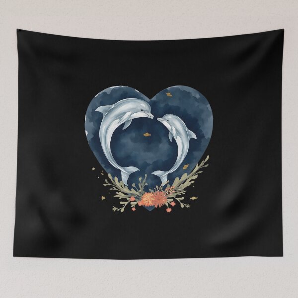 Item preview, Dolphin Heart Ocean T-Shirt | Romantic Marine Life Watercolor Design designed and sold by FestivityFinds.