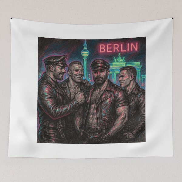 Item preview, Berlin Leather Biker Daddies Unite Colorsplash Sketch Gay Pride Art Design designed and sold by ItsAKinkThing.