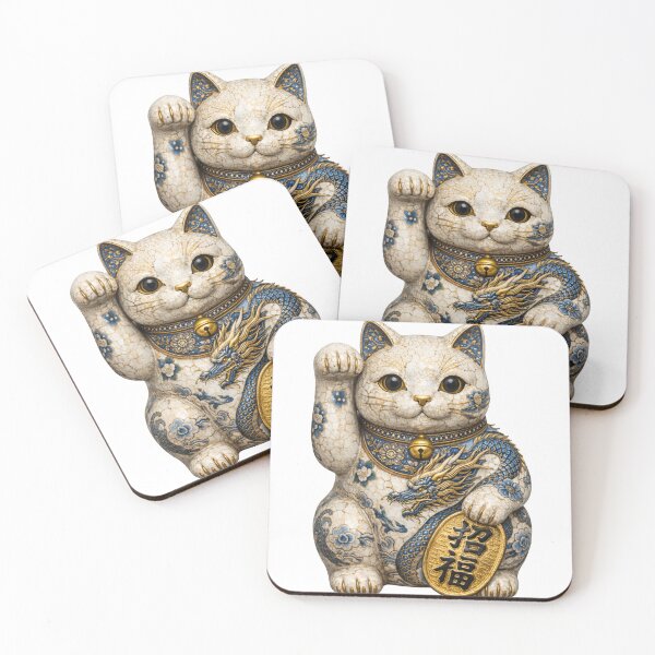 Item preview, Lucky Cat: Porcelain Dragon Archive - 招き猫「白磁青龍」 designed and sold by NYAO-YUUKI.