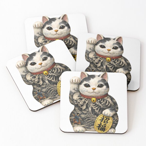 Item preview, Lucky Cat: Gashadokuro Samurai Archive - 招き猫「白磁浮世絵・がしゃどくろ」 designed and sold by NYAO-YUUKI.