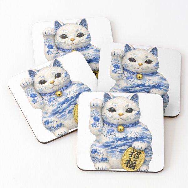 Item preview, Lucky Cat: Porcelain Mt. Fuji Archive - 招き猫「白磁富士桜」 designed and sold by NYAO-YUUKI.