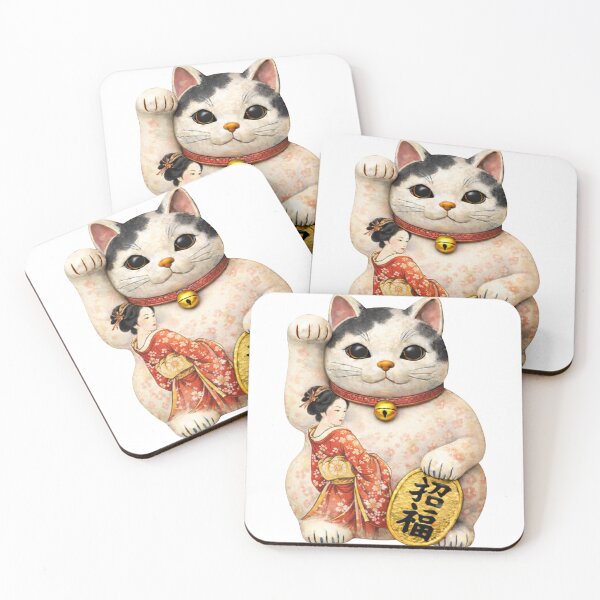 Item preview, Lucky Cat: Ukiyo-e Bijin-ga Archive - 招き猫「白磁浮世絵・美人画」 designed and sold by NYAO-YUUKI.