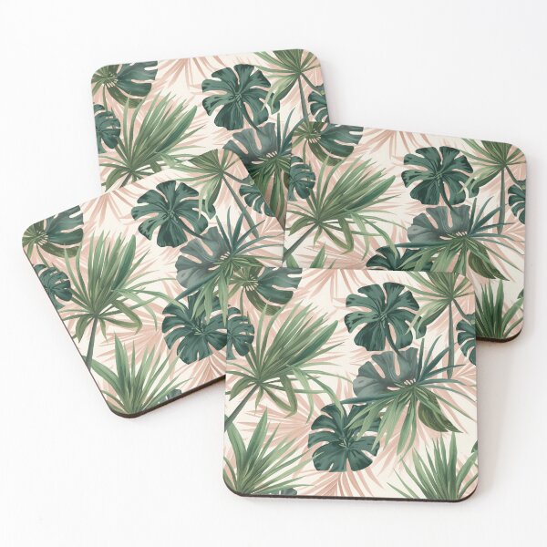 Item preview, Tropical Green And Pink Leaves Pattern designed and sold by burbankdesigns.