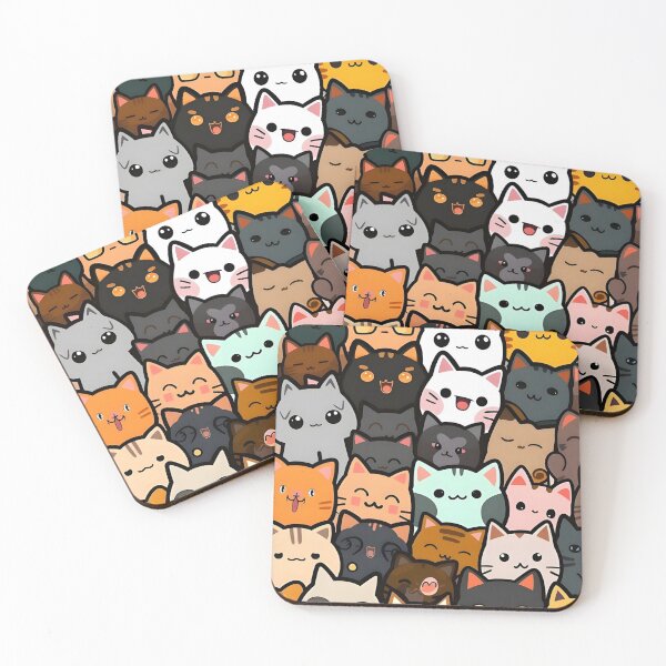 Item preview, Cute Kawaii Cats Pattern – Adorable Cartoon Cat Aesthetic Wallpaper Design designed and sold by Dyan4.