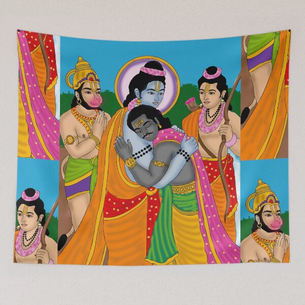 Item preview, Lord Rama and Vibhishan Artwork – Ramayana Devotional Illustration designed and sold by Harshit_Digital_Arts.